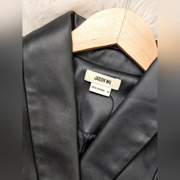 Jason Wu Black Faux Smooth Leather Vest with Belt - Picture 7 of 10